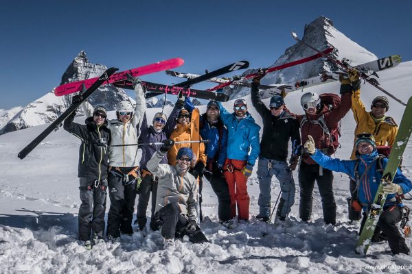Haute Route Ski - At the Col de Valpelline with Matterhorn and Dent Herens in the background