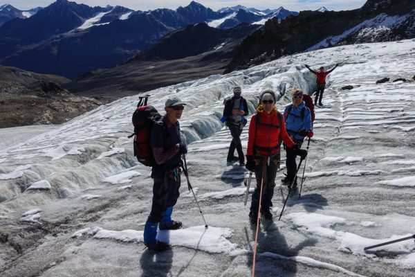 Group on glacier in austrian alps