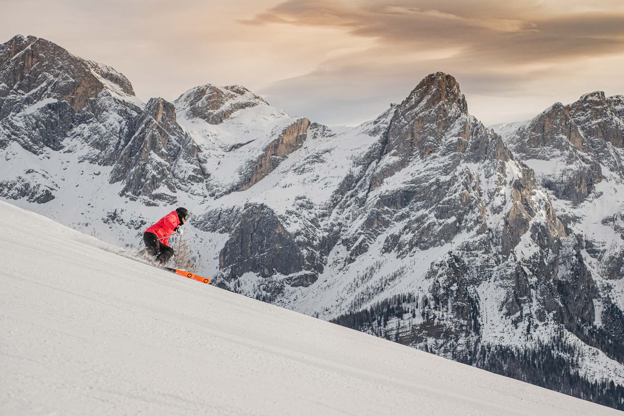 Dolomiti Superski - Skier in red jacket